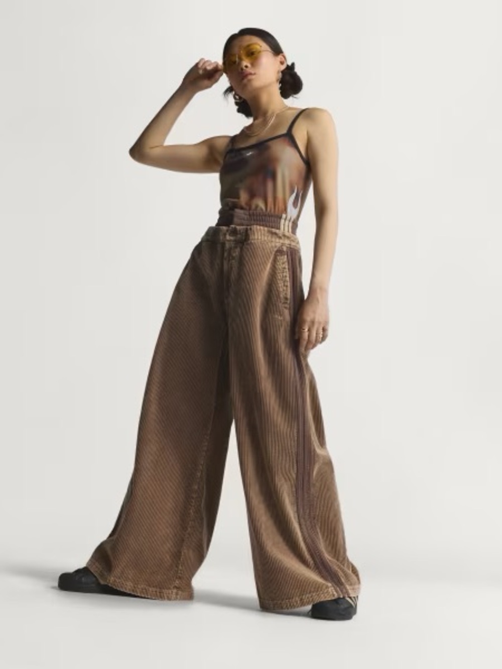 adidas Brown Wide-Leg Corduroy Pants